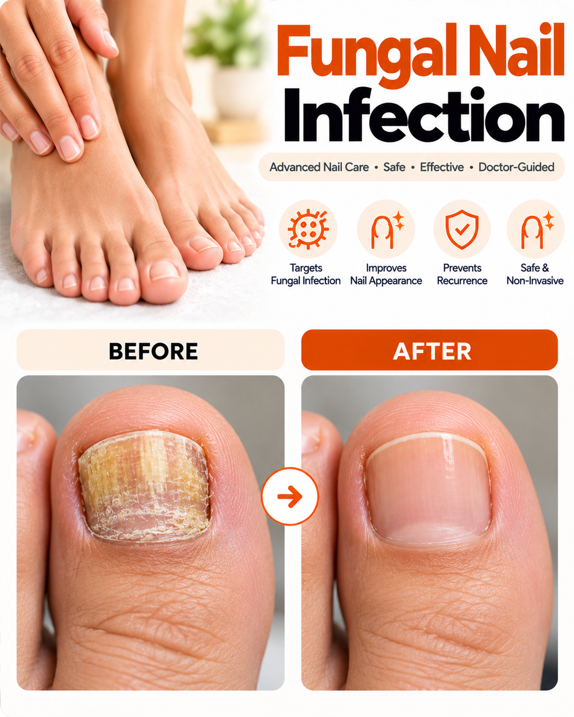 Fungal nail infection treatment before and after at Vridhi Skin Clinic, Sindhanur