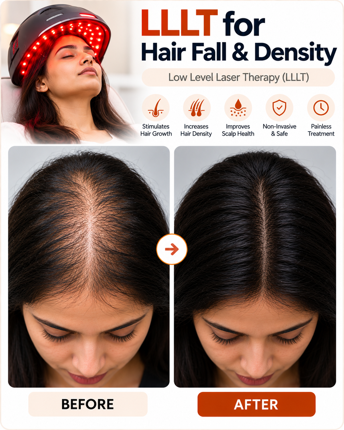 LLLT laser hair treatment for hair fall and low density at Vridhi Skin Clinic, Sindhanur