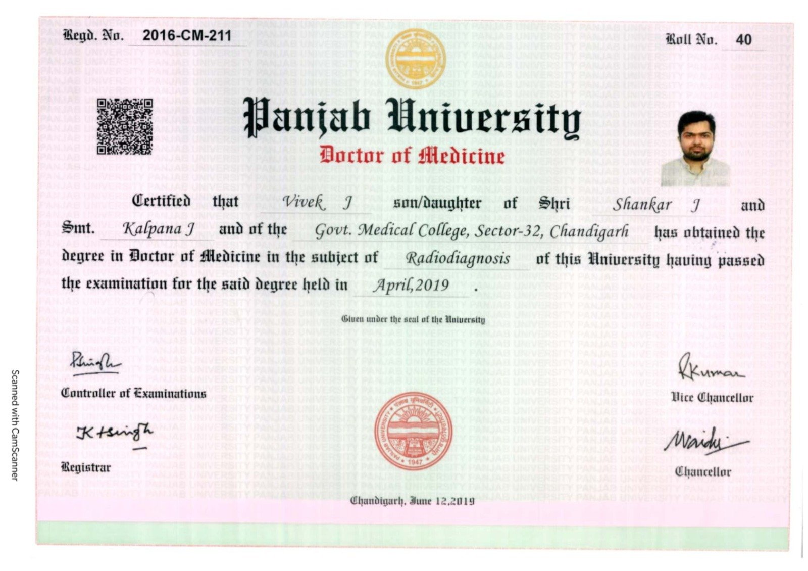 MD Radiodiagnosis Certificate