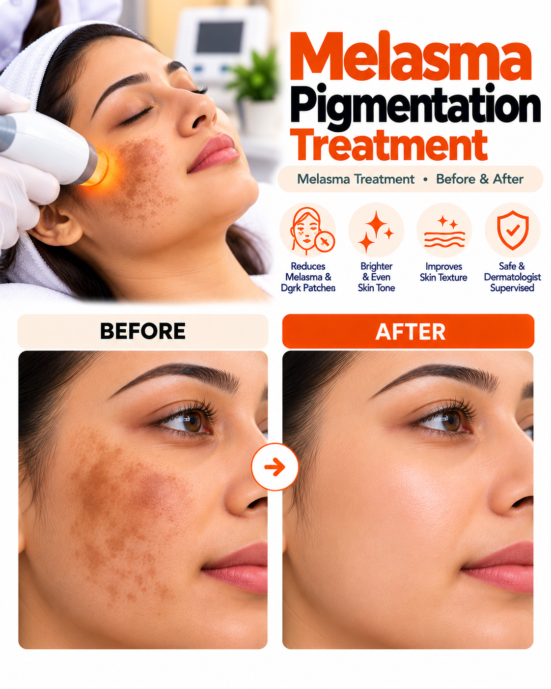 Melasma Pigmentation Treatment before and after at Vridhi Skin Clinic, Sindhanur