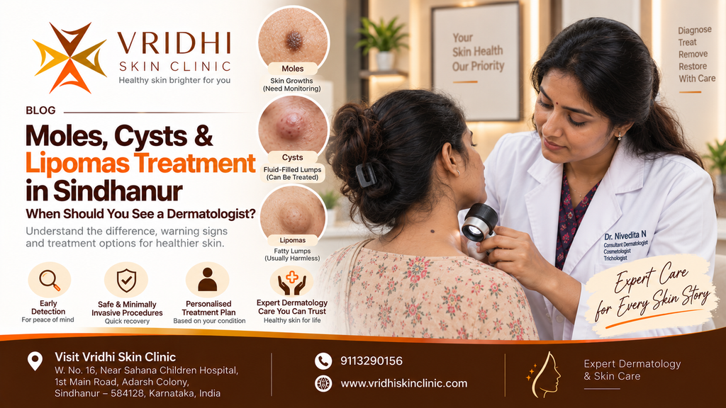 Moles, cysts and lipomas treatment in Sindhanur - dermatologist evaluation