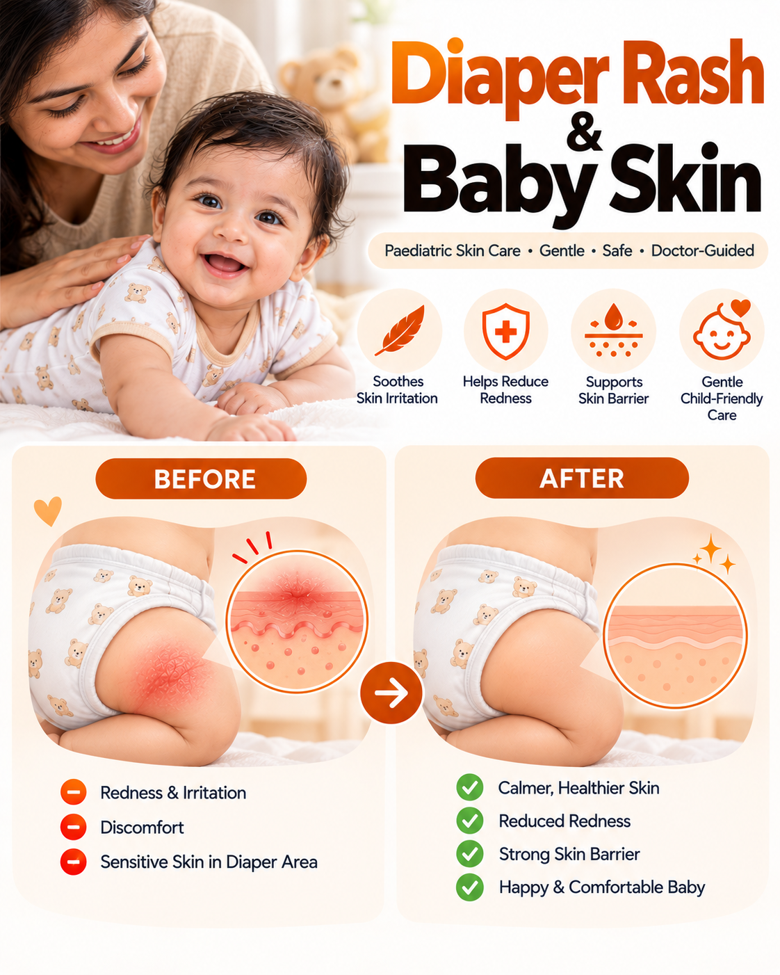 Baby skin rash before and after treatment at Vridhi Skin Clinic, Sindhanur
