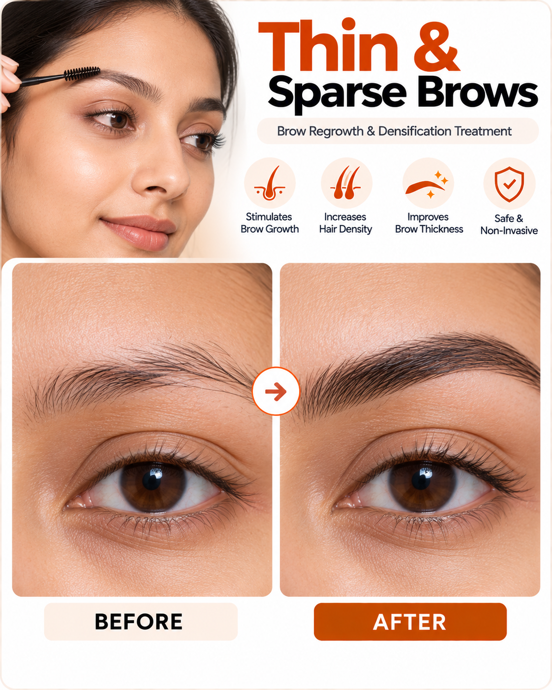 Sparse eyebrows microblading before and after at Vridhi Skin Clinic, Sindhanur