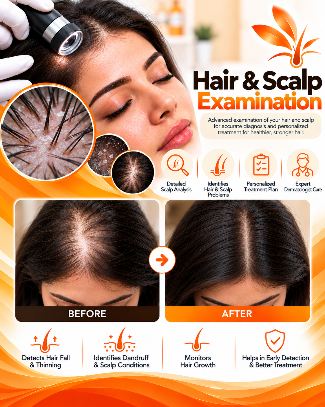 Trichoscopy hair and scalp examination at Vridhi Skin Clinic, Sindhanur