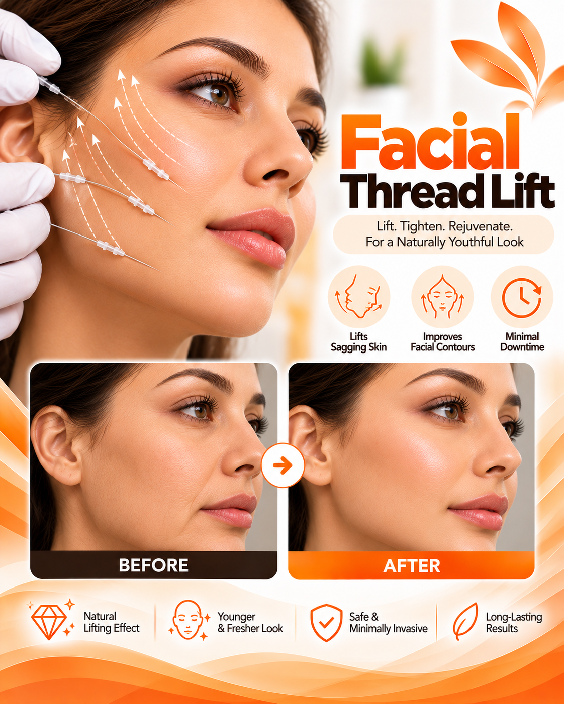 Facial thread lift before and after at Vridhi Skin Clinic, Sindhanur