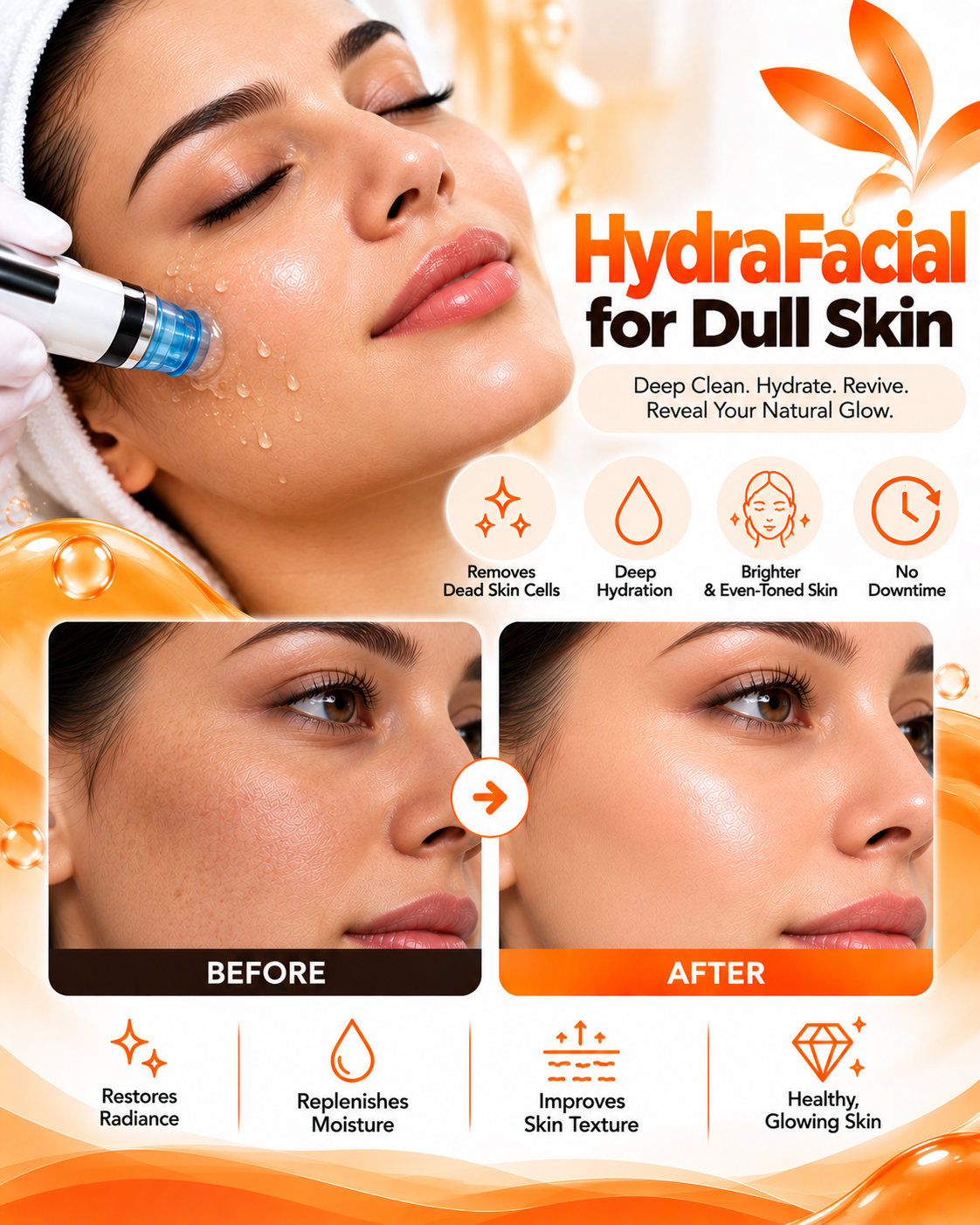HydraFacial for dull skin before and after at Vridhi Skin Clinic, Sindhanur