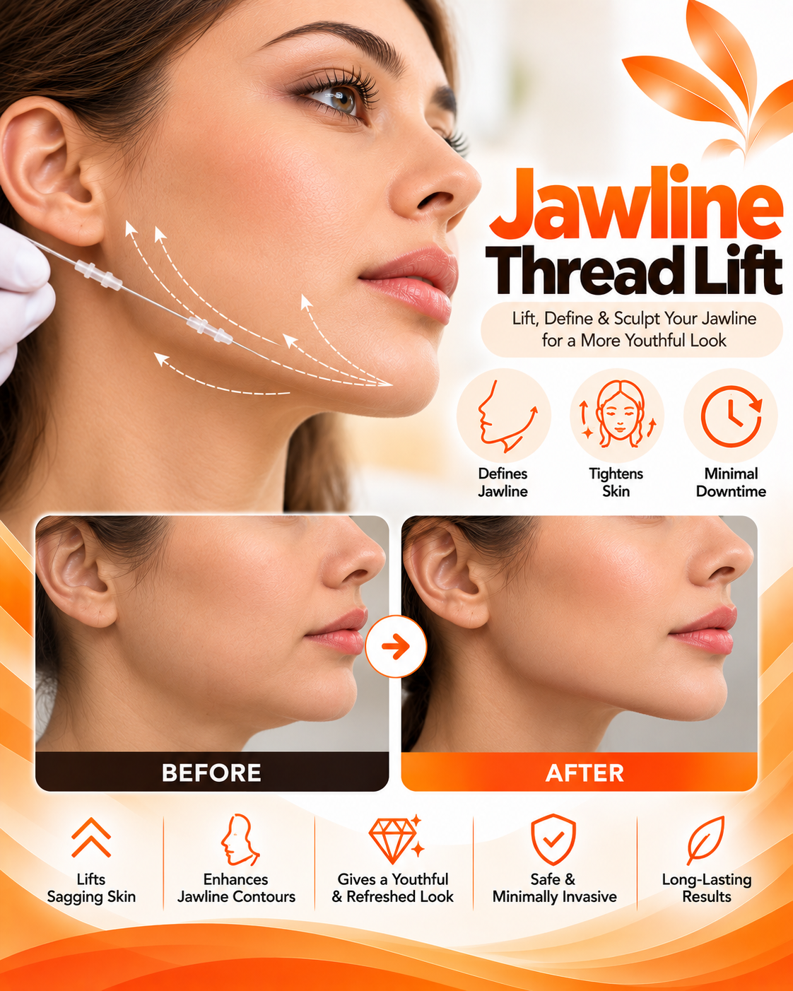 Jawline thread lift before and after at Vridhi Skin Clinic, Sindhanur