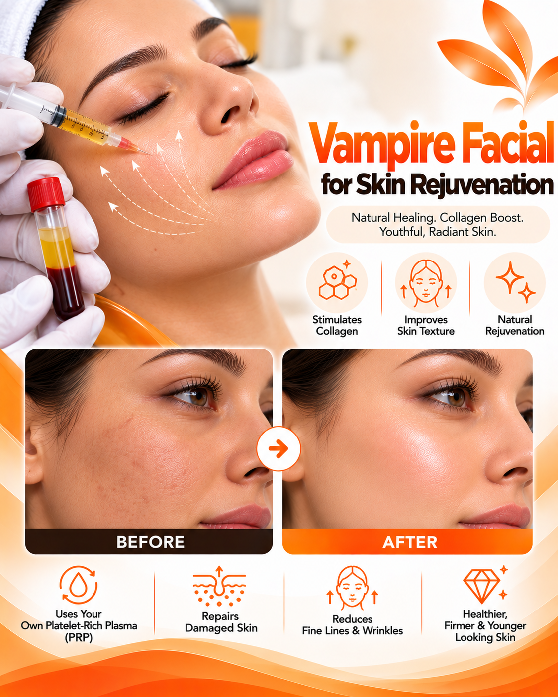 Vampire facial for skin rejuvenation before and after at Vridhi Skin Clinic, Sindhanur