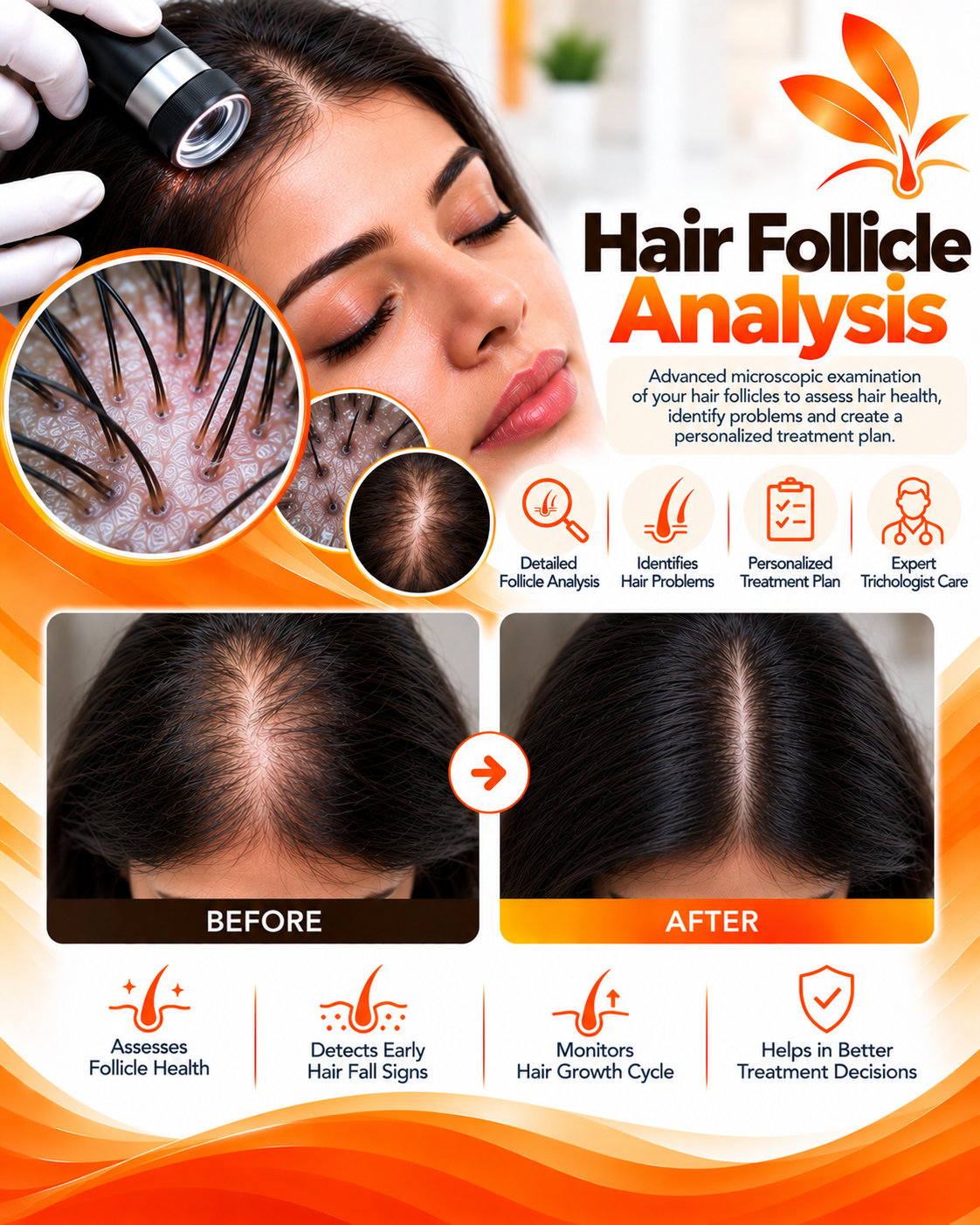 Hair follicle analysis under microscope at Vridhi Skin Clinic, Sindhanur