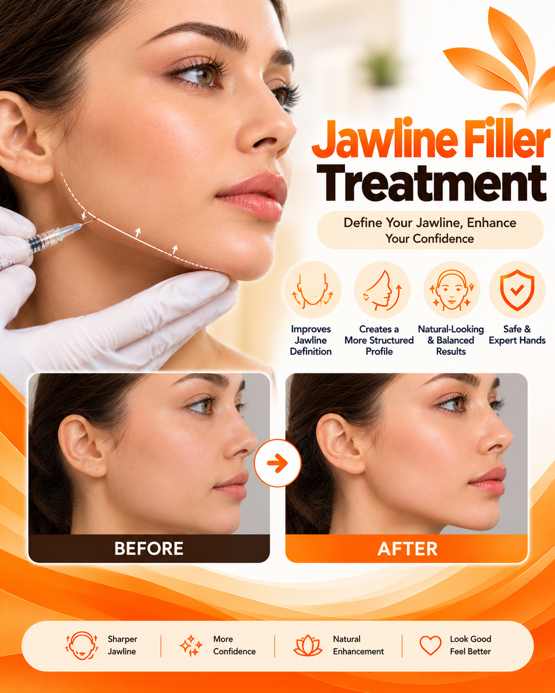 Jawline filler treatment before and after at Vridhi Skin Clinic, Sindhanur