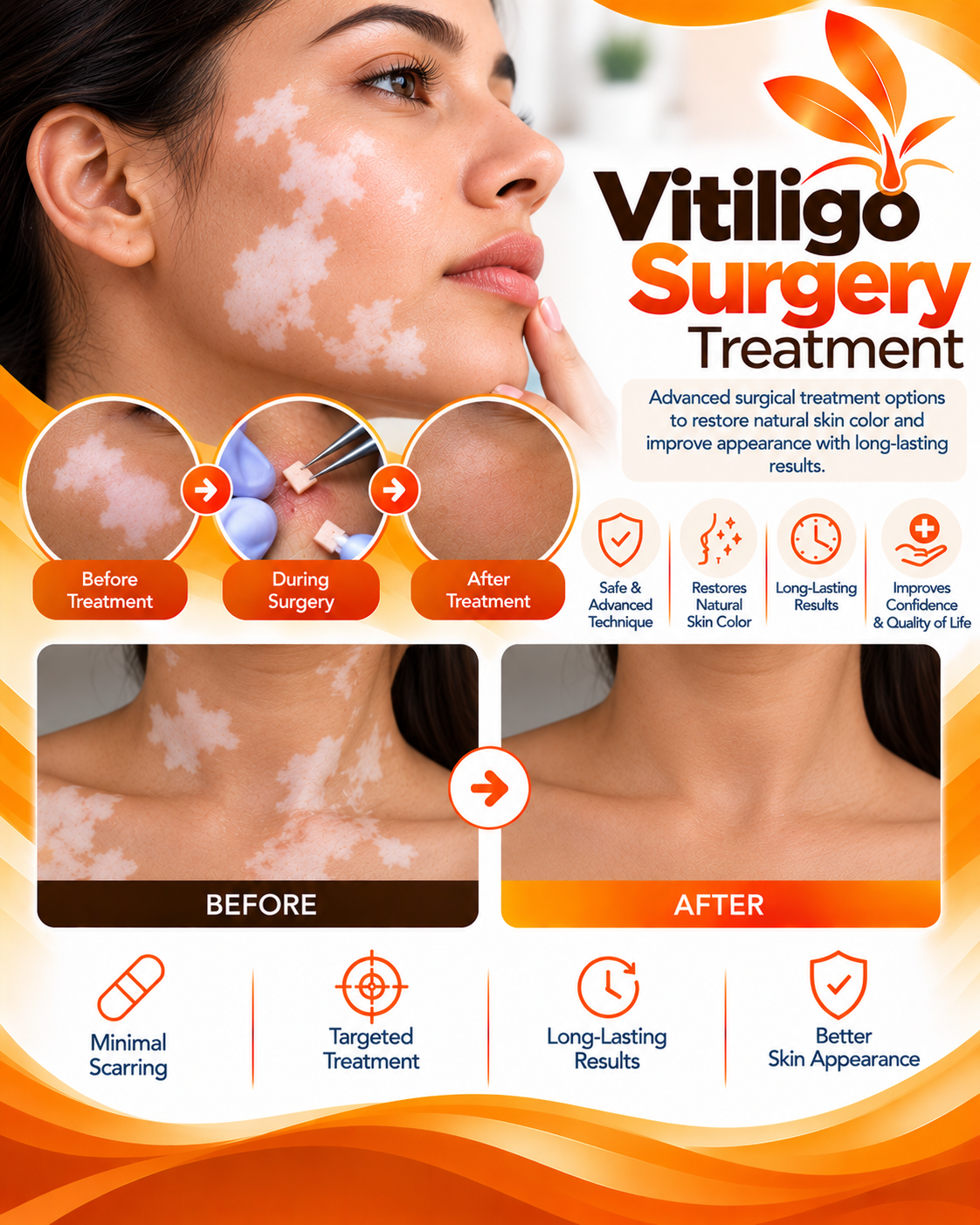Vitiligo surgery treatment before and after at Vridhi Skin Clinic, Sindhanur