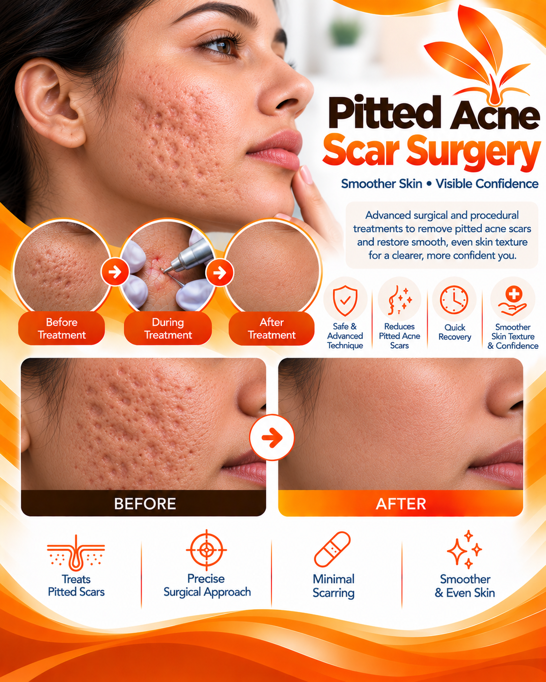 Pitted acne scar surgery at Vridhi Skin Clinic, Sindhanur