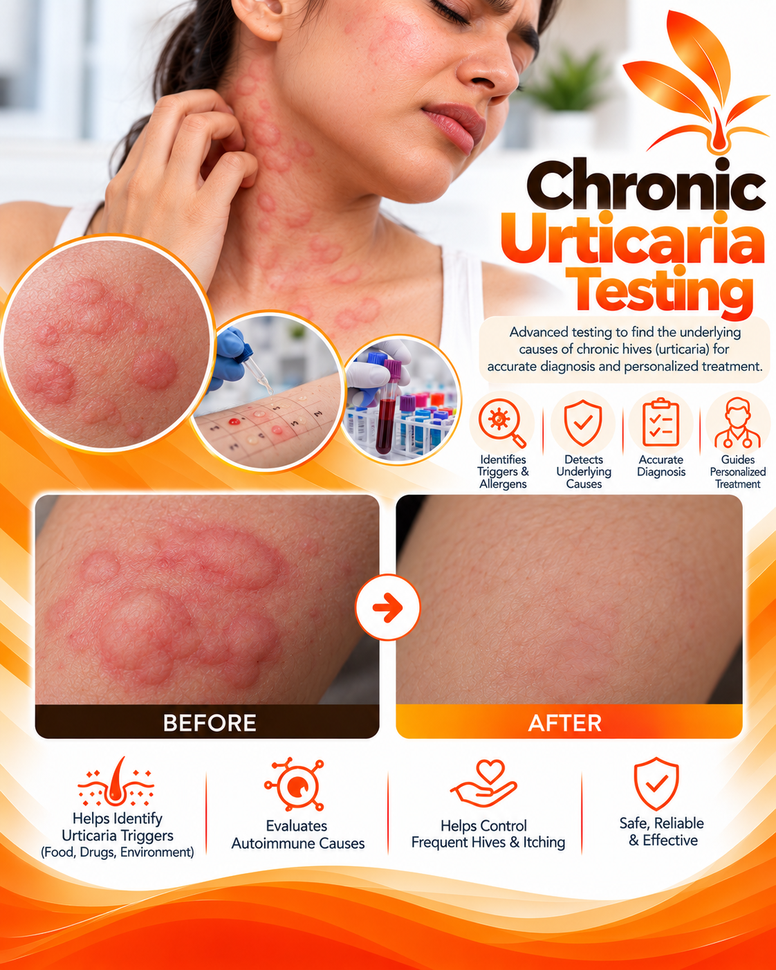 Chronic urticaria testing at Vridhi Skin Clinic, Sindhanur
