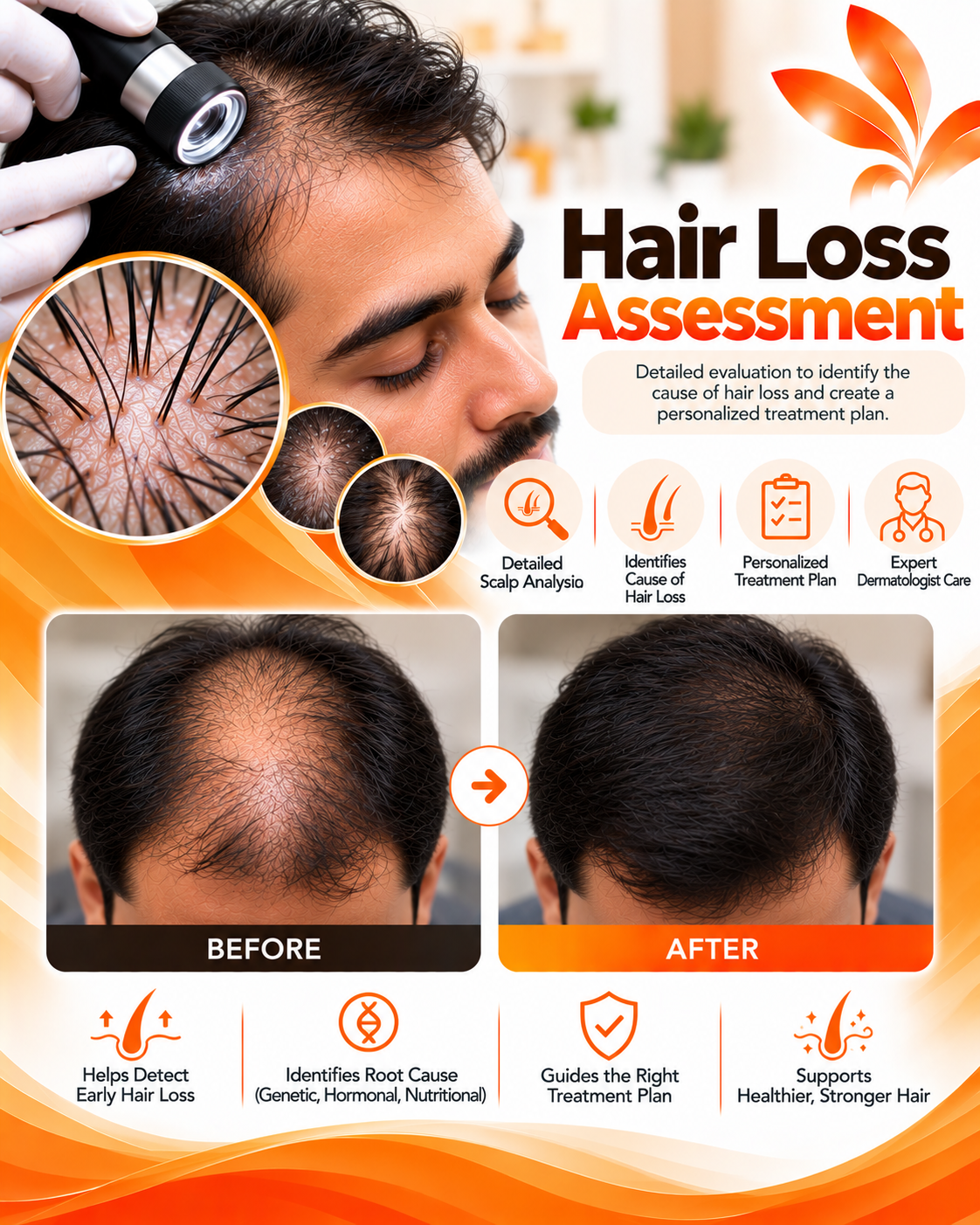 Trichoscopy hair loss assessment at Vridhi Skin Clinic, Sindhanur