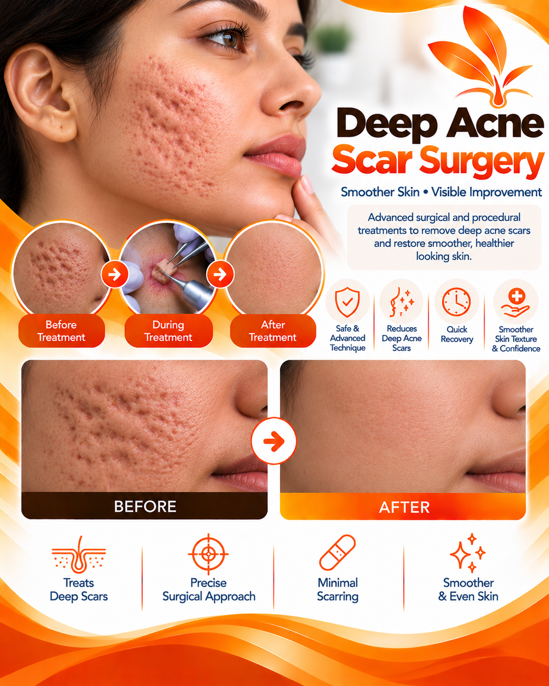 Deep acne scar surgery at Vridhi Skin Clinic, Sindhanur